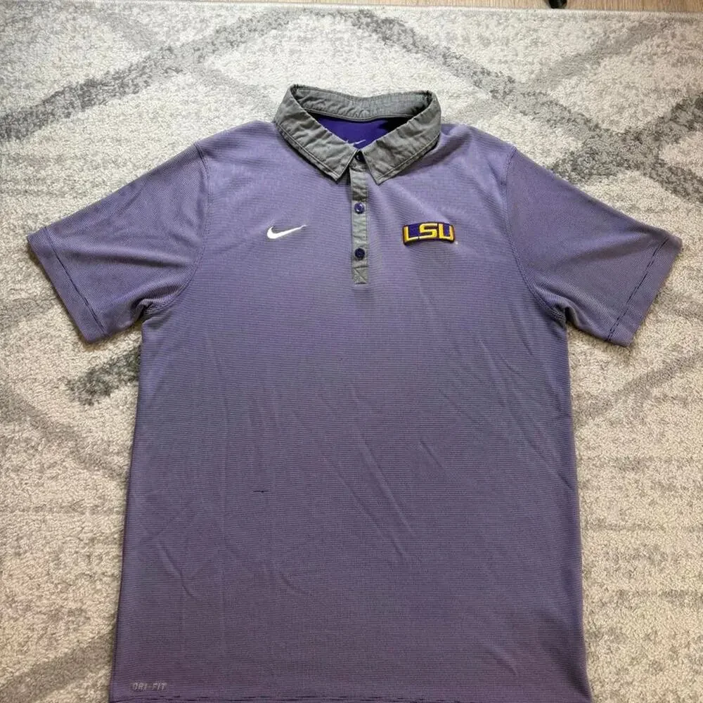 Nike Dri fit golf polo LSU tigers purple golf. Tagged size large but fits medium